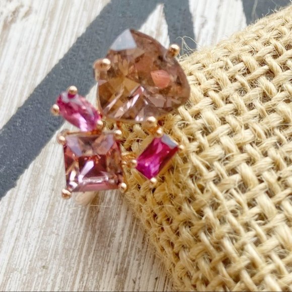 ROSE GOLD JEWELED PINK  CZ STATEMENT RING - Picture 3 of 3